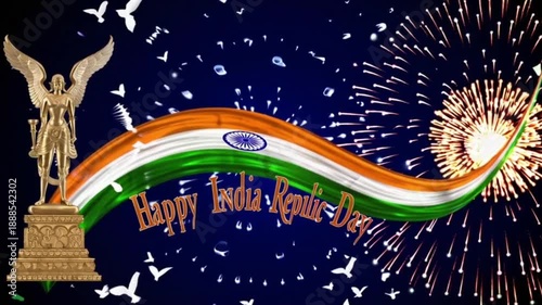 Indian Flag Waving in the Wind
