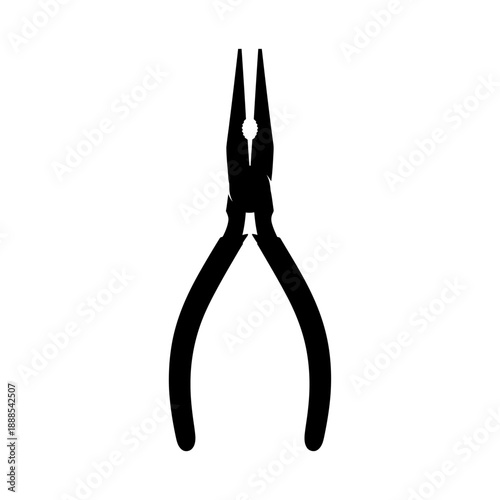 Needle Nose Pliers Tool Silhouette Vector Icon Isolated Repair Equipment