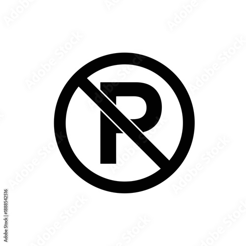 Free Download No Parking Sign Traffic Symbol Silhouette Vector Icon Isolated Road Rule - GFXLoad