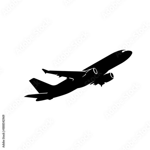 Airplane Jet Plane Silhouette Vector Icon Isolated Travel Flight Symbol