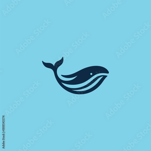 Whale logo in smooth and simple minimalist design.
