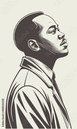 Portrait of a Determined Man Looking Upward.