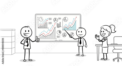 Business meeting with charts and graphs presentation.