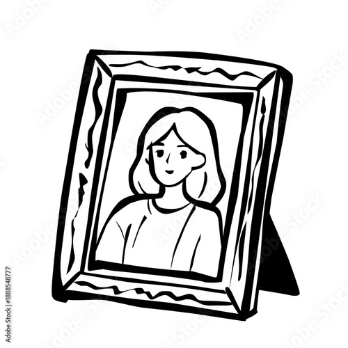 Photo Frame Portrait in Hand Drawn Line Style