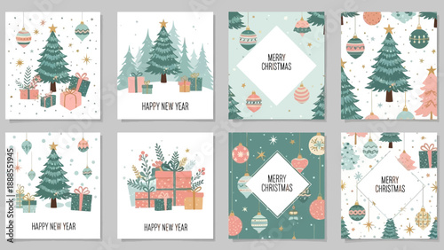 christmas greeting cards, holiday season, winter design, festive illustrations