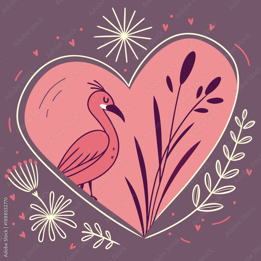 Naklejka premium Artistic Heart with Floral Elements
