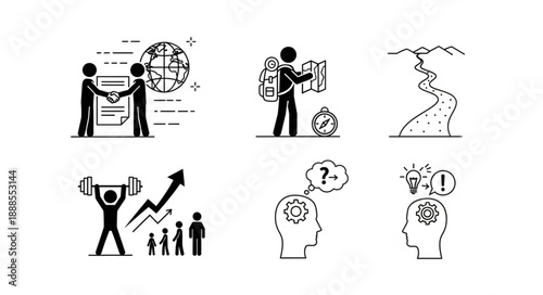 Business strategy and success icons collection.