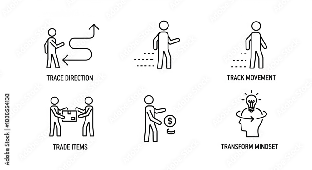 Fototapeta premium Business process icons showing logistics and transformation.