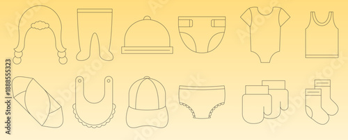 baby clothe accessories icons