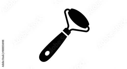 Black silhouette illustration of a facial roller isolated on white background