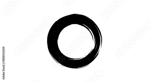 Enso Circle with brush stroke texture on white backdrop for graphic design element and japanese