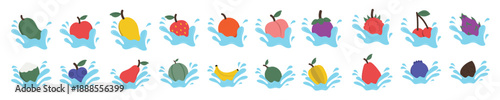 delicious fruit splashes illustration element 