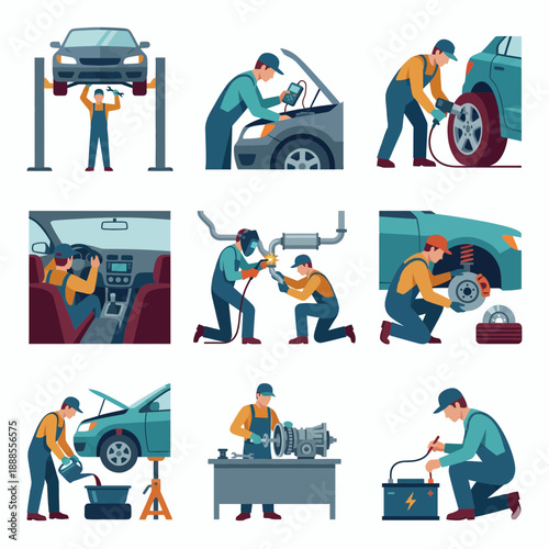 Car Mechanic Repair Illustration
