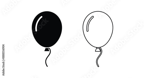 Two balloons one solid black and one outlined depicted as a silhouette