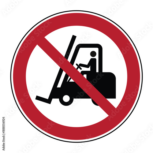No Forklift Access Safety Sign - Prohibitory Vector Icon for Industrial Vehicle Control and Pedestrian Zone Protection