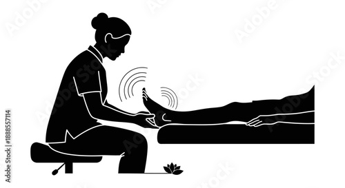 Silhouette of a woman receiving foot massage therapy treatment for relaxation and wellness session