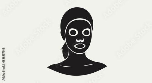 Minimalist vector illustration of a woman with facial mask for beauty and wellness themes
