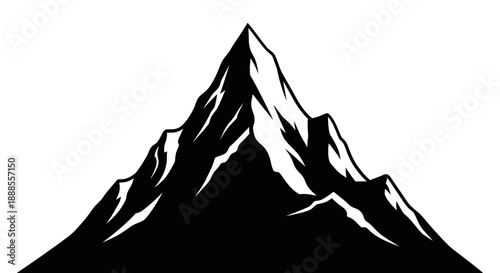 Striking Monochrome Mountain Range Peak Silhouette for Outdoor Adventure and Design