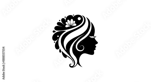 Elegant woman silhouette with floral design for beauty and fashion branding illustration