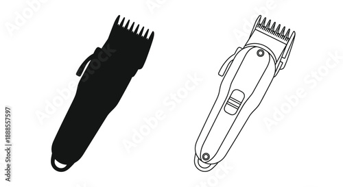 Hair clippers in black and white featuring a striking silhouette