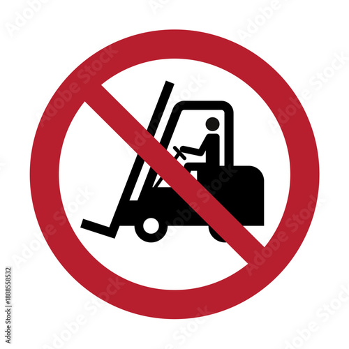 Download No Forklift Access Safety Sign - Prohibitory Vector Icon for Industrial Vehicle Control and Pedestrian Zone Protection
