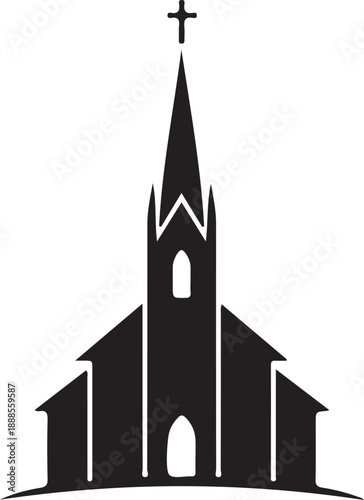 Church Building Icon Silhouette Christian Religion Symbol