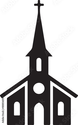 Church Building Icon Silhouette Christian Religion Symbol