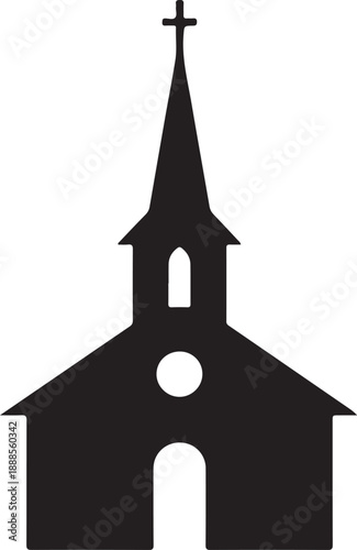 Church Building Icon Silhouette Christian Religion Symbol