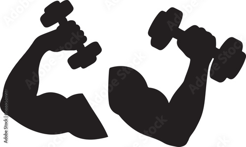 Arm silhouette flexing with dumbbell