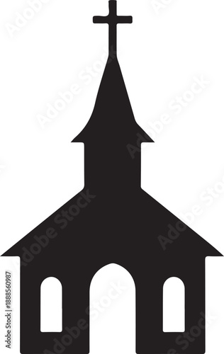 Church Building Icon Silhouette Christian Religion Symbol