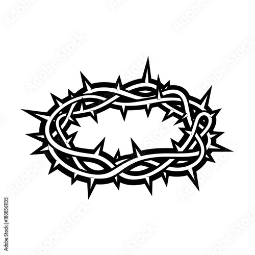 Oval Crown of Thorns Graphic Religious Icon