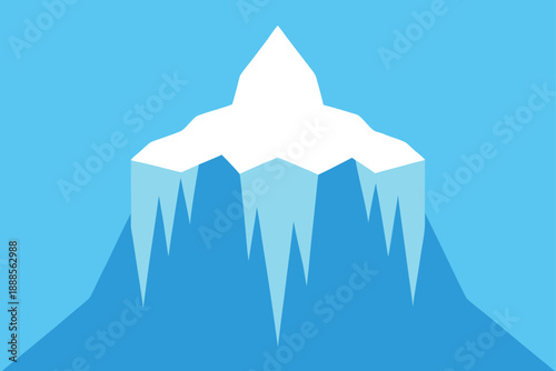 Icy Waterfall With Snow Buildup In Winter Landscape