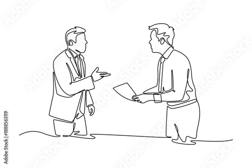 Business people arguing during a meeting in an office. Negotiation Business concept.. Single line draw design. Full length animation illustration. High quality 4k footage