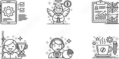 Cyber Security Line Icon Set Featuring Hacking Malware Phishing Biometric Fingerprint Mask And Global Network Protection For Digital Safety Graphic Design