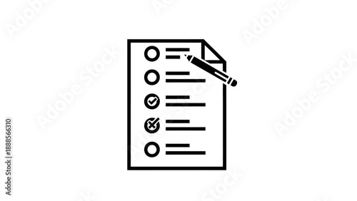 Checklist with pen and completed items.