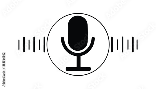 Microphone Vector Illustration for Podcast, Audio Recording, Broadcasting, and Music.