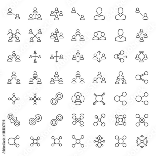 Digital Social Network, Connectivity and Data Linking Icons
