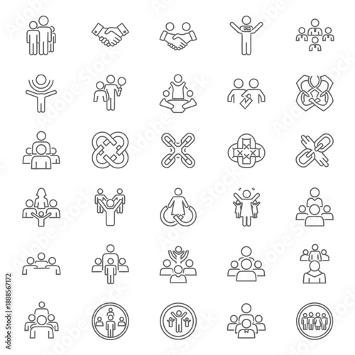 Abstract Team Unity, Connection and Partnership Symbols