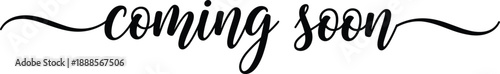 Coming soon decorative cursive typography with elegant swirls, stylish promotional text for product launch and event teaser