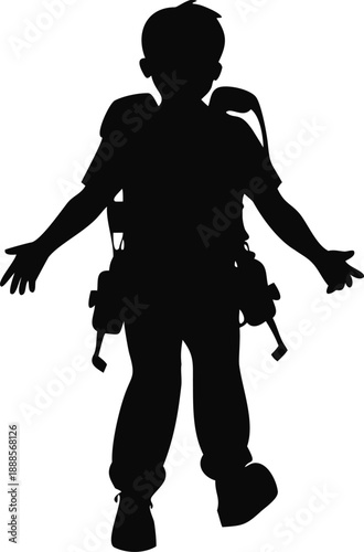 Boy Wearing A Jetpack Costume Silhouette