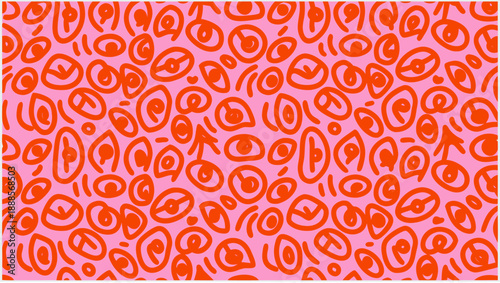 Vibrant pink background with dynamic orange lips pattern