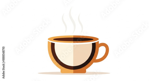 Steaming Cup of Hot Coffee on a White Background.