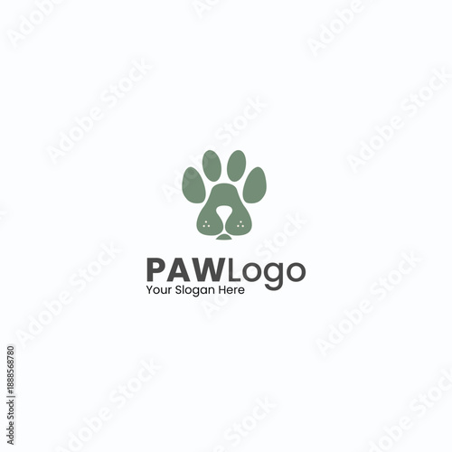 Minimalist paw logo design with modern and clean style. Perfect for pet shop, veterinary clinic, animal care, pet food brand, grooming service, or animal-related business branding.