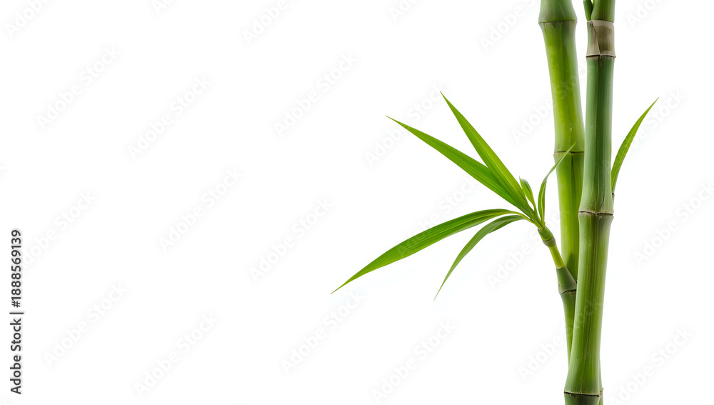 Obraz premium Fresh green bamboo shoot isolated on white background, symbolizing nature, growth, eco living, botanical simplicity, and organic freshness
