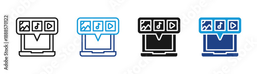 Media Content icon set multiple style collection