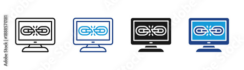 Link Building icon set multiple style collection