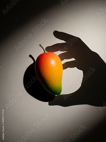 Exotic fruit with dramatic shadow and minimalist studio lighting art
