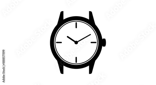 Classic Wristwatch Icon Isolated on White Background.