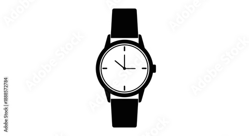 Classic Wristwatch with Black Leather Strap and White Face.