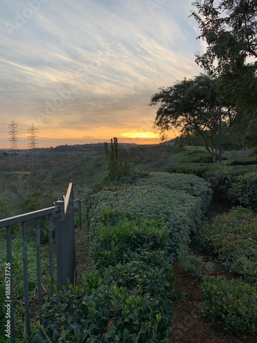 A serene and expansive view of the soft colors in the early morning sky in Carlsbad, California.